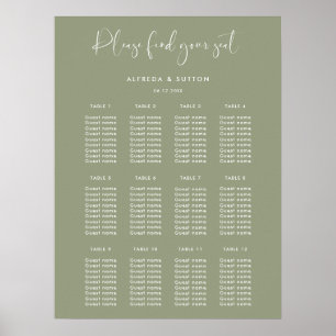 Elegant & Modern Sage Green wedding seating chart