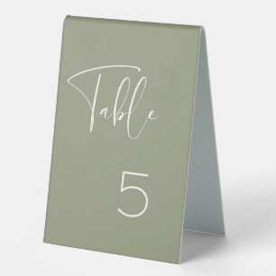 Elegant & modern sage green wedding table number