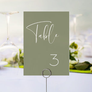 Elegant & modern sage green wedding table number
