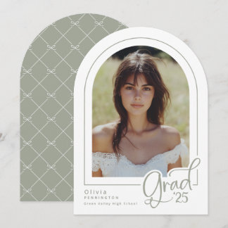 Elegant Modern Sage Simple Photo Grad Announcement
