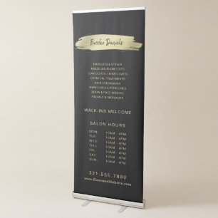 Elegant Modern Salon Business Black Gold Retractable Banner