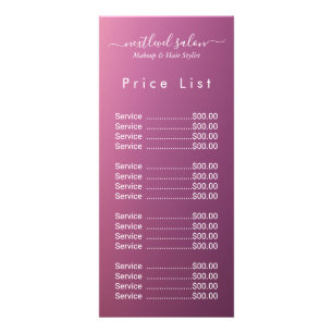 Elegant Modern Salon Price List Rack Card