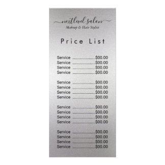 Elegant Modern Salon Price List Rack Card 
