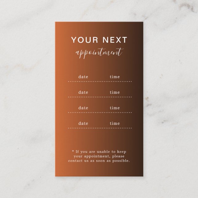 Elegant Modern Salon Spa Appointment Reminder Card (Front)