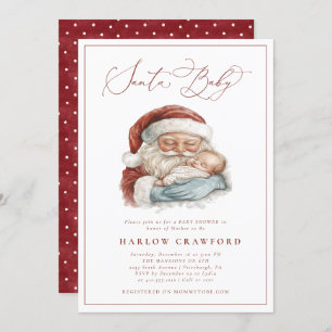 Elegant Modern Santa Baby Baby Shower Invitation