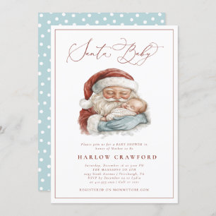 Elegant Modern Santa Baby Baby Shower Invitation