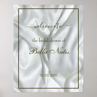 Elegant Modern Satin Bridal Shower Welcome Sign