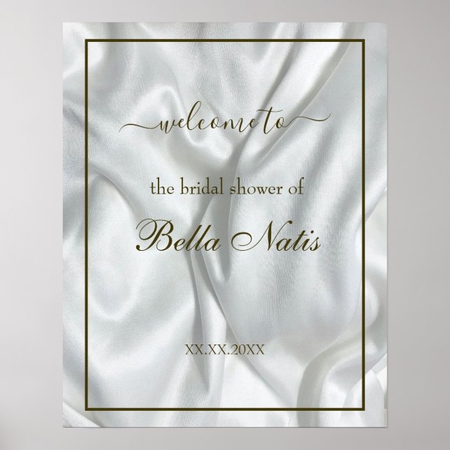 Elegant Modern Satin Bridal Shower Welcome Sign (Front)