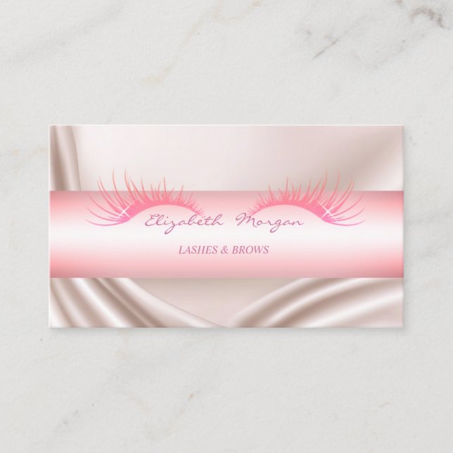 Elegant  Modern Satin, Faux Lashes Business Card (Front)