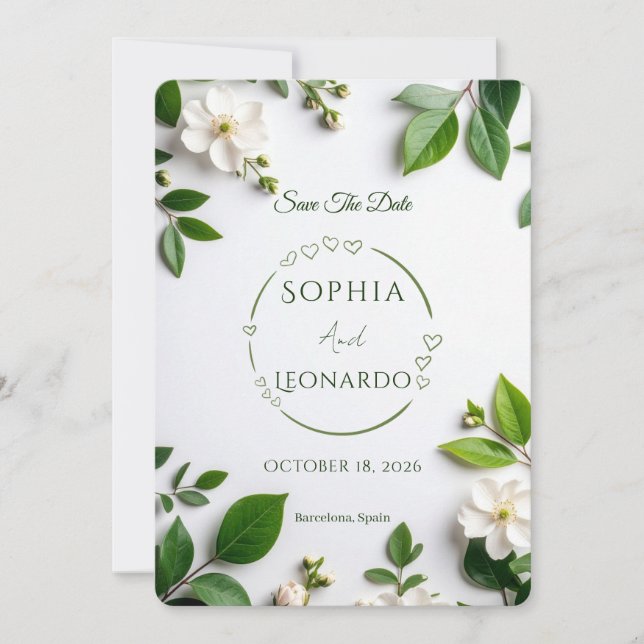 Elegant Modern Save the Date Card - Customisable (Front)