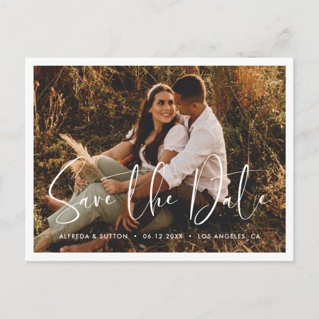 Elegant & modern Save the Date photo Announcement Postcard (Front)