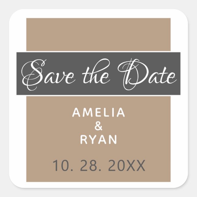 Elegant Modern Save the Date Wedding Square Sticker (Front)