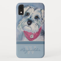 Elegant Modern Schnauzer w Monogram Name