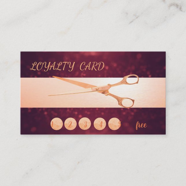 Elegant Modern Scissors,Bokeh   Loyalty Card (Front)