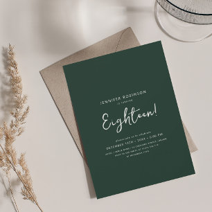 Elegant Modern Script 18th Birthday Emerald Invitation