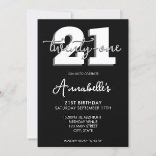 Elegant Modern Script 21st Birthday Invitation
