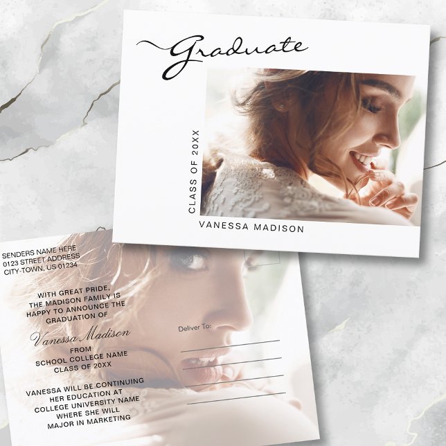 Elegant Modern Script | 2 Photo Double Sided Postcard (Creator Uploaded)