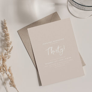 Elegant Modern Script 30th Birthday Champagne  Invitation