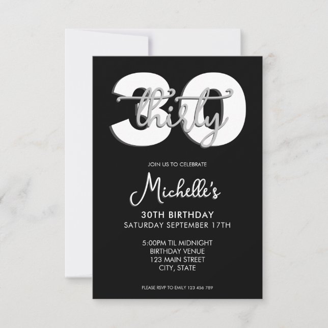 Elegant Modern Script 30th Birthday Invitation (Front)