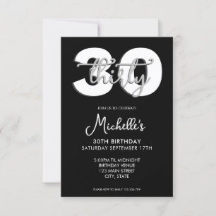 Elegant Modern Script 30th Birthday Invitation