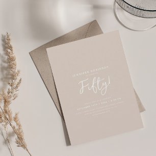 Elegant Modern Script 50th Birthday Champagne Invitation