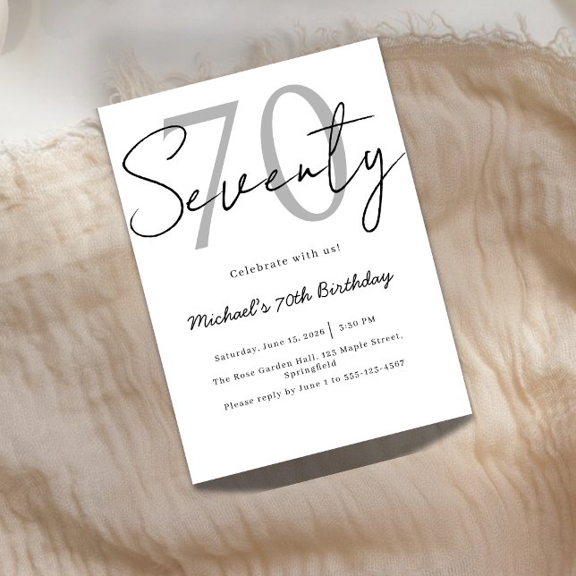 Elegant Modern Script 70th Birthday Invitation (Creator Uploaded)