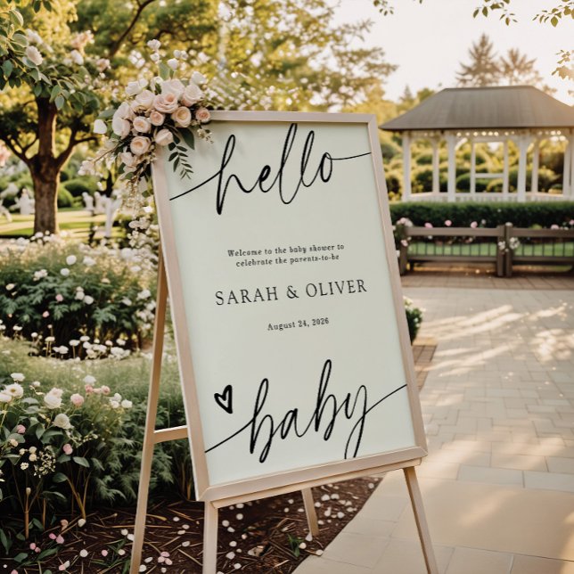 Elegant Modern Script Baby Shower Welcome Sign (Creator Uploaded)