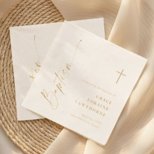 Elegant Modern Script Baptism  Foil Napkins