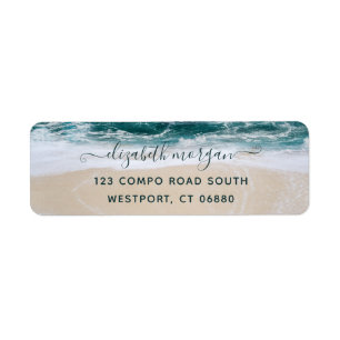 Elegant Modern Script Beach Ocean Return Address