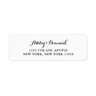Elegant Modern Script Black Wedding Return Address