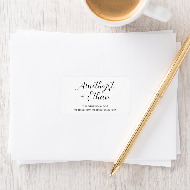 Elegant Modern Script Bride & Groom Wedding Label (Insitu)