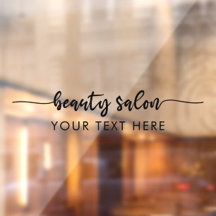 Elegant Modern Script Calligraphy Beauty Salon Window Cling