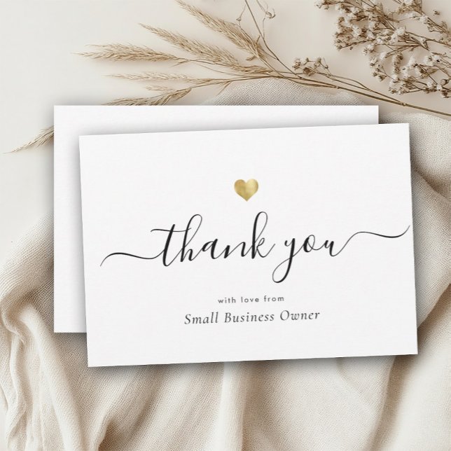 Elegant Modern Script Calligraphy Gold Business Thank You Card (Creator Uploaded)