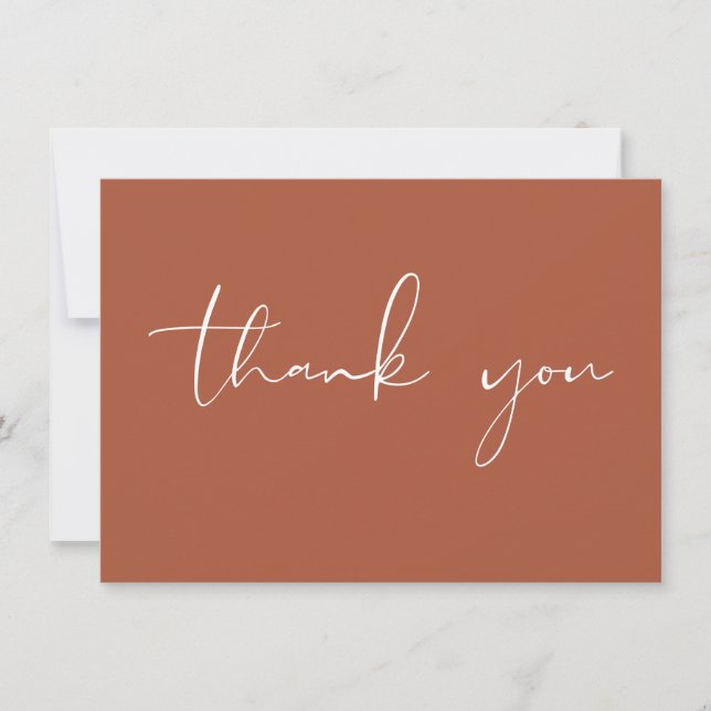 Elegant Modern Script Calligraphy Terracotta Thank You Card (Front)