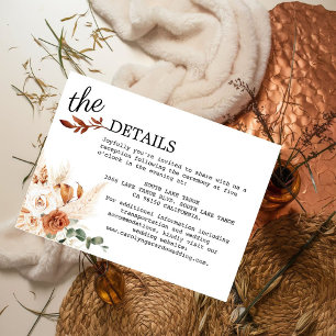 Elegant Modern Script Calligraphy Wedding Details  Enclosure Card