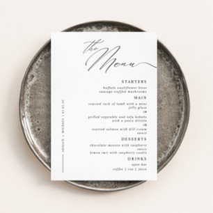Elegant Modern Script Calligraphy Wedding Dinner Menu