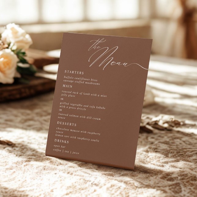 Elegant Modern Script Calligraphy Wedding Dinner Pedestal Sign (Creator Uploaded)