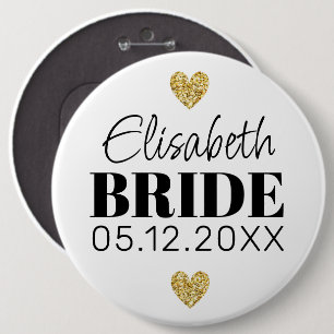   Elegant Modern Script Cute Glitter Hearts Custom 6 Cm Round Badge