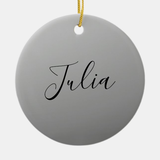 Elegant Modern Script Editable Black Text Writing Ceramic Tree Decoration (Front)