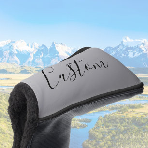 Elegant Modern Script Editable Black Text Writing Golf Head Cover