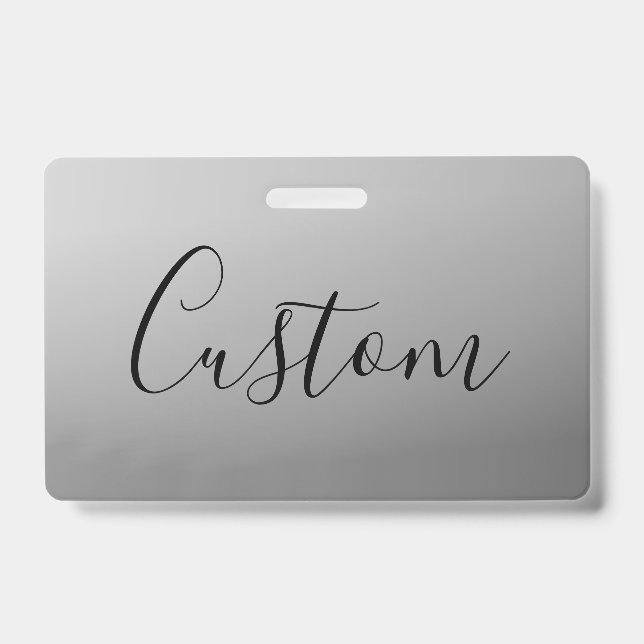 Elegant Modern Script Editable Black Text Writing ID Badge (Front)