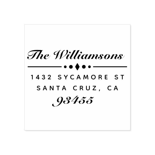 Elegant Modern Script Family Name Return Address Rubber Stamp (Imprint)