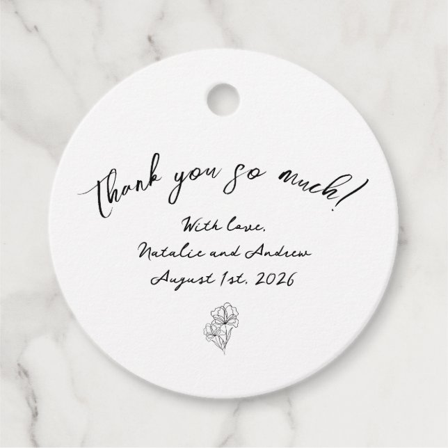 Elegant Modern Script Favour Tags (Front)