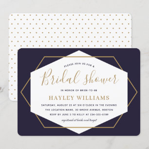 Elegant Modern Script Geometric Bridal Shower Invitation
