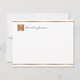 Elegant modern script gold monogram name card