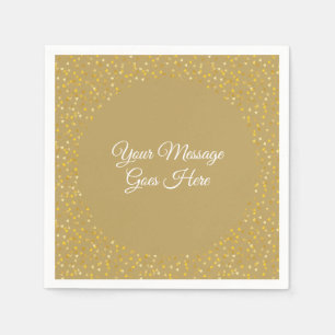 Elegant Modern Script Golden Love Hearts Confetti Napkin