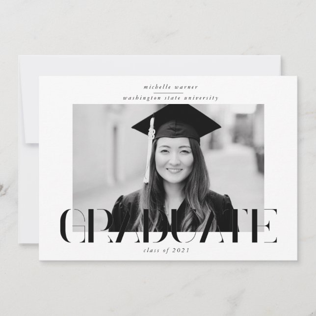 elegant modern script graduate announcement (Front)