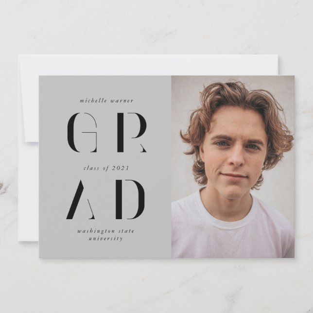 elegant modern script graduate announcement (Front)