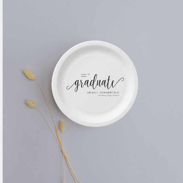 Elegant Modern Script Graduation Party Paper Plate (Creator Uploaded)