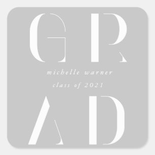 elegant modern script graduation square sticker
